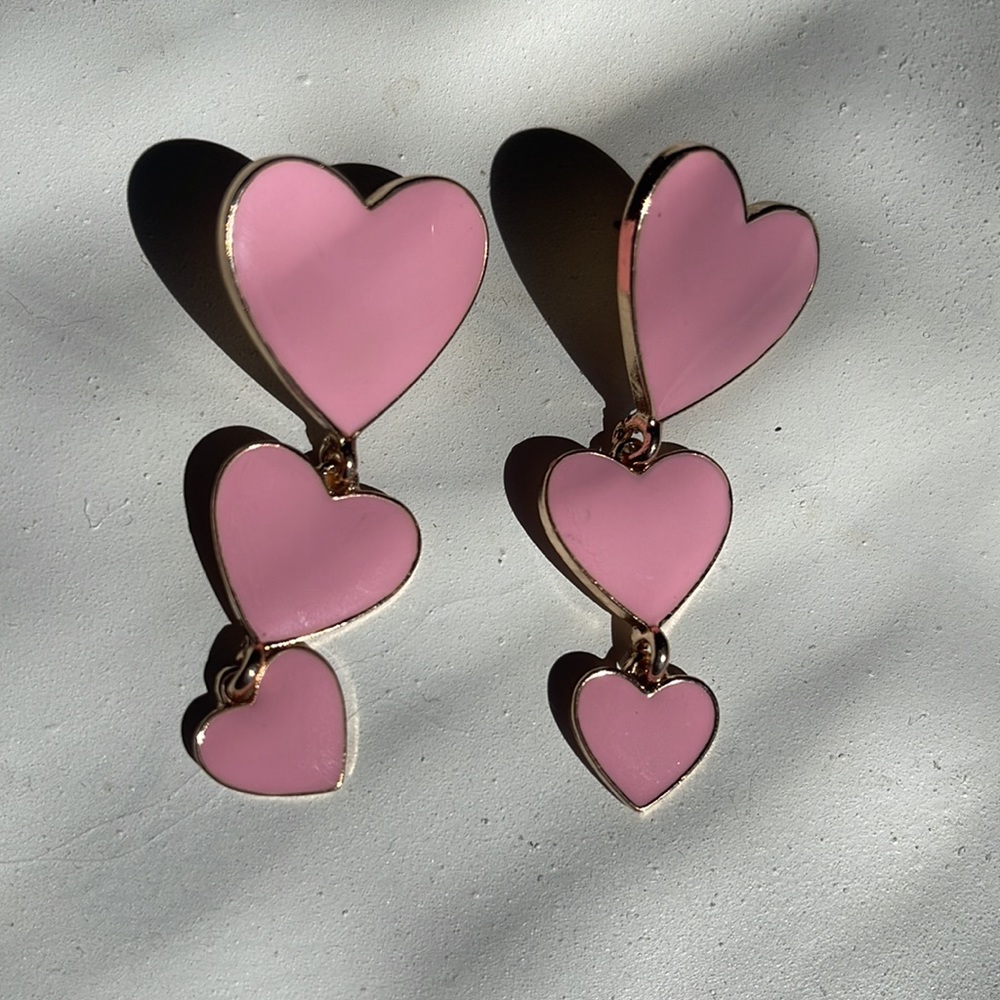 Pink Costume heart earrings